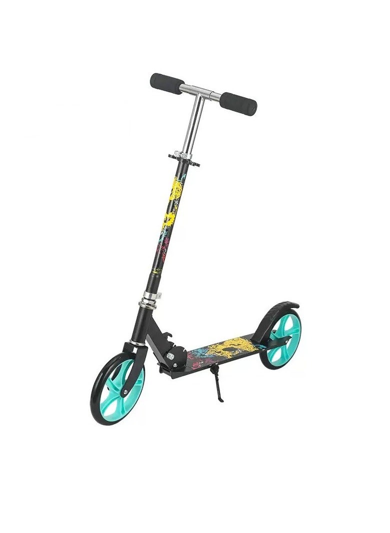 CityRiya-Long Adult & Teen Kick Scooter,3-Level Height Adjustable, Foldable & Portable,Urban Commuter Scooter for Teens & Adults Lightweight Aluminium Frame, 100kg Capacity(YS-106,Black Blue Wheel) - Image 1
