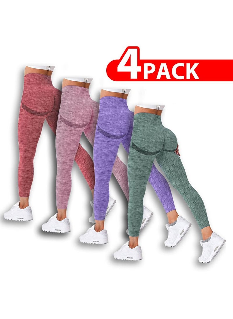CATANES 4 Pack Of Women Seamless Legging Tummy Control High Waist Workout Gym Yoga Pants Xlarge Multicolour - Image 1