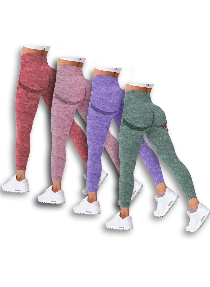 CATANES 4 Pack Of Women Seamless Legging Tummy Control High Waist Workout Gym Yoga Pants Xlarge Multicolour - Image 2
