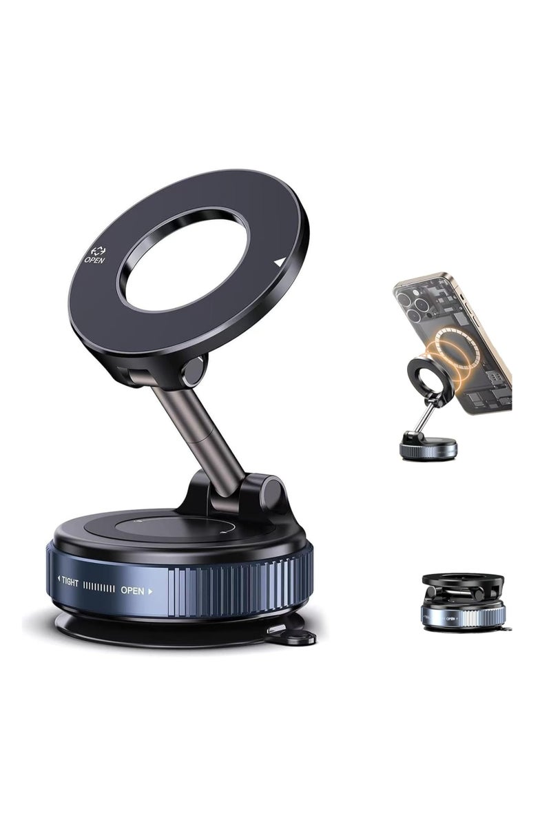 TIKNIA Vacuum Magnetic Phone Holder, 360° Adjustable Magnetic Car Mount, Foldable Portable Suction Cup Cell Phone Mount for Car/Gym/Mirror/Shower, Compatible with All Smartphones & All Car Models - Image 1