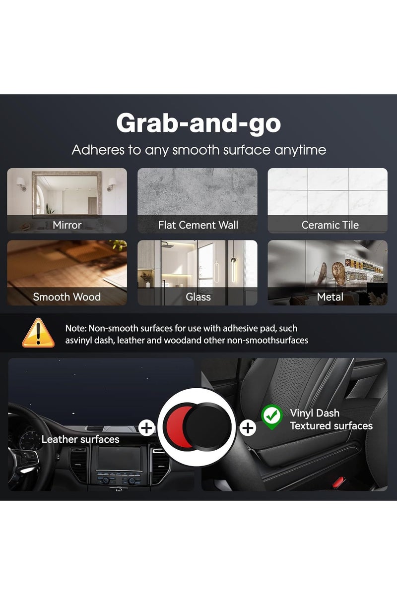 TIKNIA Vacuum Magnetic Phone Holder, 360° Adjustable Magnetic Car Mount, Foldable Portable Suction Cup Cell Phone Mount for Car/Gym/Mirror/Shower, Compatible with All Smartphones & All Car Models - Image 2