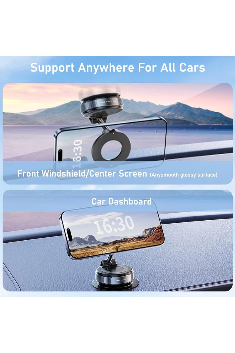 TIKNIA Vacuum Magnetic Phone Holder, 360° Adjustable Magnetic Car Mount, Foldable Portable Suction Cup Cell Phone Mount for Car/Gym/Mirror/Shower, Compatible with All Smartphones & All Car Models - Image 5