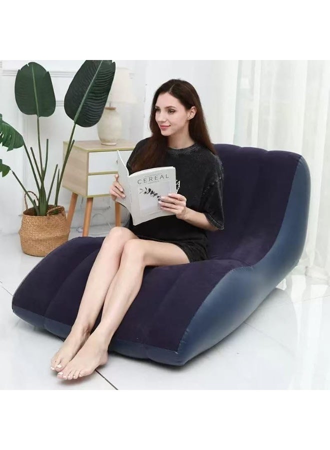 لاكوز كرسي استرخاء قابل للنفخ مع مضخة هواء، مناسب لغرفة المعيشة وغرفة النوم والسفر والتخييم والنزهات والشاطئ، لون أزرق - Image 2