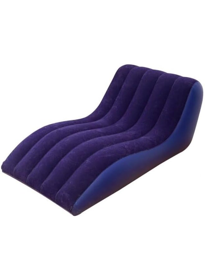 لاكوز كرسي استرخاء قابل للنفخ مع مضخة هواء، مناسب لغرفة المعيشة وغرفة النوم والسفر والتخييم والنزهات والشاطئ، لون أزرق - Image 1
