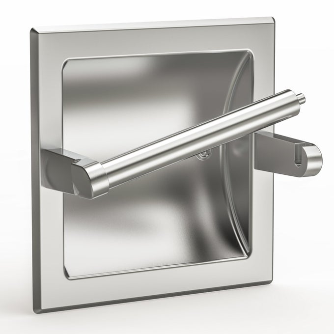 BRUSHED NICKEL RECESSED TOILET PAPER HOLDERPIVOTING TOILET TISSUE HOLDERMADE OF SUS304 STAINLESS STEEL IN WALL TOILET PAPER HOLDER WITH BRACKET