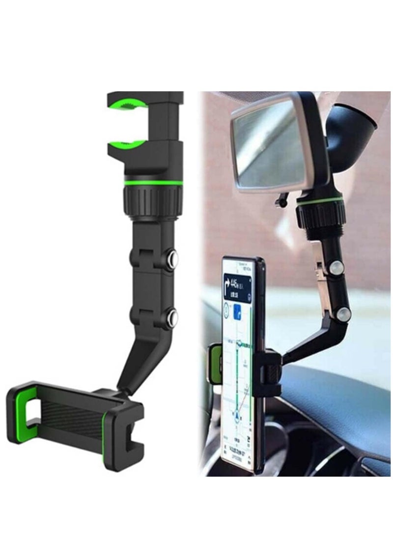 360°Rearview Mirror Phone Holder for Car,Multifunctional Phone Mount and GPS Holder Universal Adjustable Rotating Car Phone Holder(2Pcs) (ELT-03) - Image 1