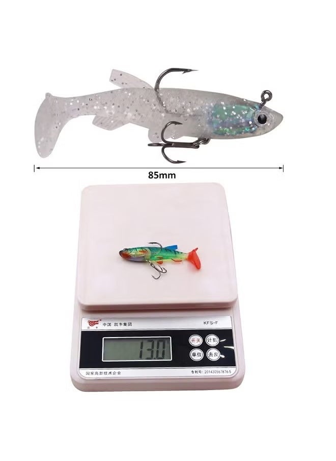 Beauenty Fishing Lure Set, 5Pcs 8.5cm Soft Bait Head Sea Fish Lures Fishing Tackle Sharp Treble Hook T Tail Artificial Bait  - Image 5