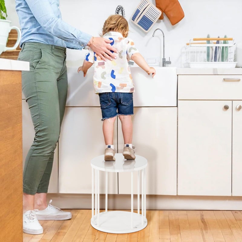 HDANI Small Round Wooden Step Stool for Kids Adults, 300lbs Load Capacity Garden Stool, Non-Slip Small Stool for Plant Stand, Kitchen, Bathroom and Bedroom, White - Image 4