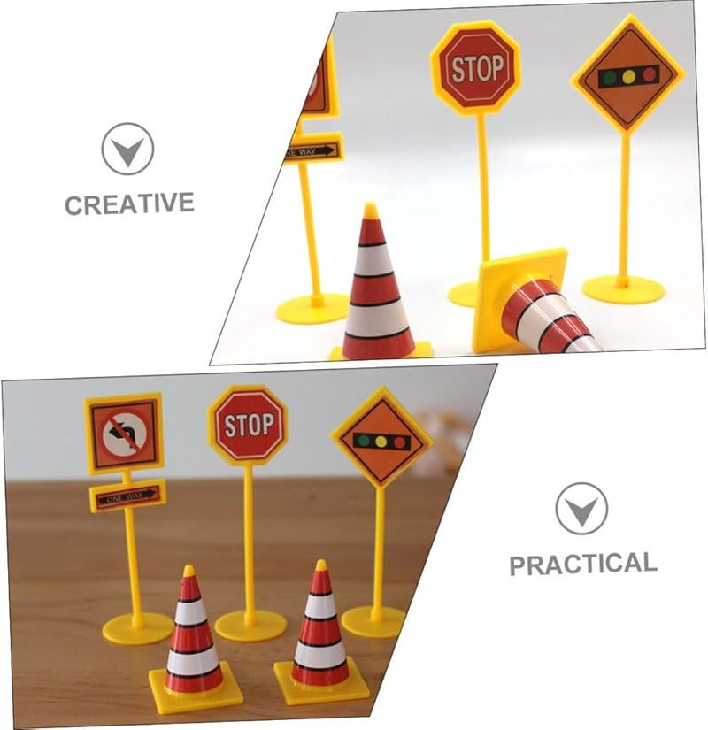 مجموعة ألعاب لافتات الطريق 10 قطع، أقماع مرورية، مجموعة تعليمية للتعليم المبكر للأطفال - Image 4