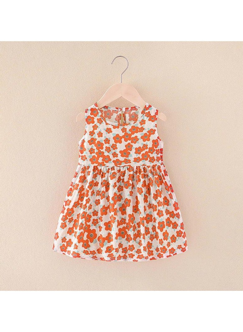 Loquat Girls Summer  Halter Dress  Cotton  Children Floral Dress - Image 1