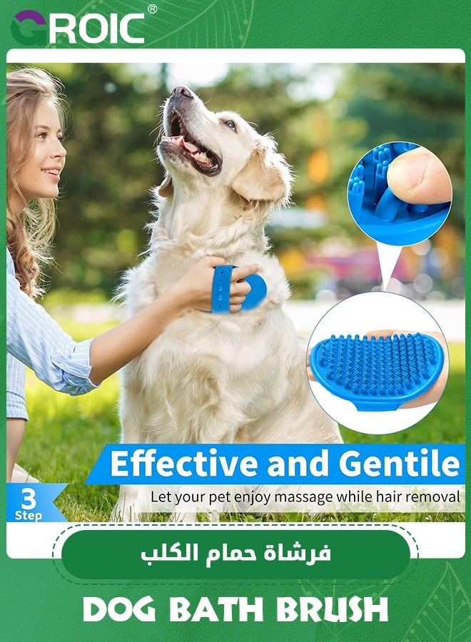 GROIC 3 Pack Dog Bath Brush, Dog Shampoo brush, Dog Scrubber for Bath, Pet-Dog Bath Massage Brush Scrubber, Dog Shower, Grooming, Washing Brush with Adjustable Ring Handle - Image 5