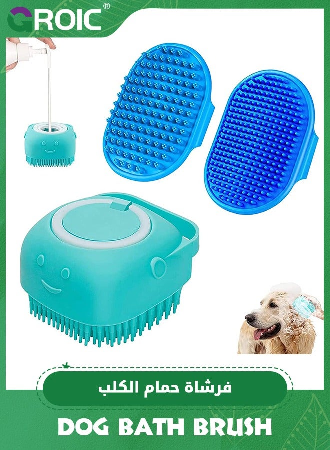 GROIC 3 Pack Dog Bath Brush, Dog Shampoo brush, Dog Scrubber for Bath, Pet-Dog Bath Massage Brush Scrubber, Dog Shower, Grooming, Washing Brush with Adjustable Ring Handle - Image 1