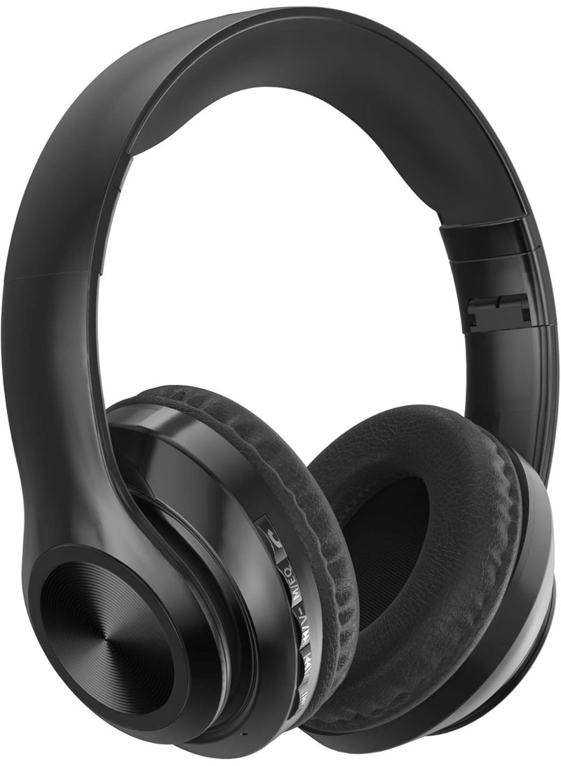 RIVERSONG Over-Ear Wireless Headphones with Foldable Design – Deep Bass, Comfortable Ear Cushions, Long Battery Life, BT 5.0, FM Radio, TF Card, EQ Sound – Black Color - Image 2