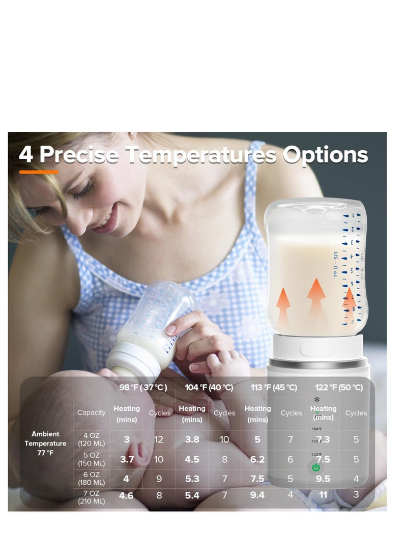 Generic Portable Bottle Warmer, 5Adapters, Rechargeable Bottle Warmer for Travel, 4 Accurate Temperature Adjustable & Beep Prompt, Cordless Baby Bottle Warmer for Breastmilk or Formula  - Image 4