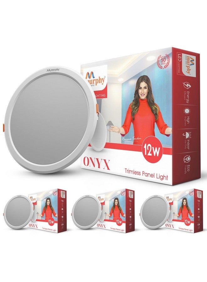 Murphy Trimless Round LED Panel Light - 12W Cool White | Glare-Free, Recessed Ceiling Downlight for Home & Commercial - Pack of 4 - Image 1