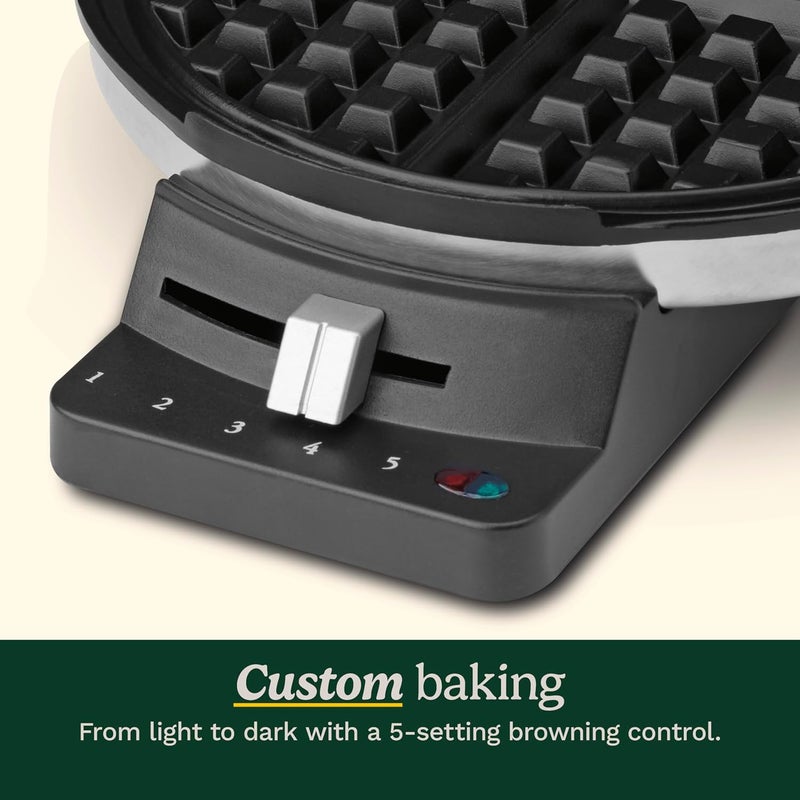 Cuisinart Waffle Maker, 1250W Round Classic Waffle Iron, 5-Setting Adjustable Browning Control, WMR-CAP2, Brushed Stainless - Image 4