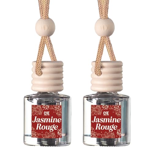 CE CRAFT C&E Craft Co Hanging Car Air Freshener Diffuser 2 Pack, Long Lasting Fragrance Oil Car Freshener, Glass Bottle Auto Air Freshener, Made in USA (Jasmine Rouge) - Image 1