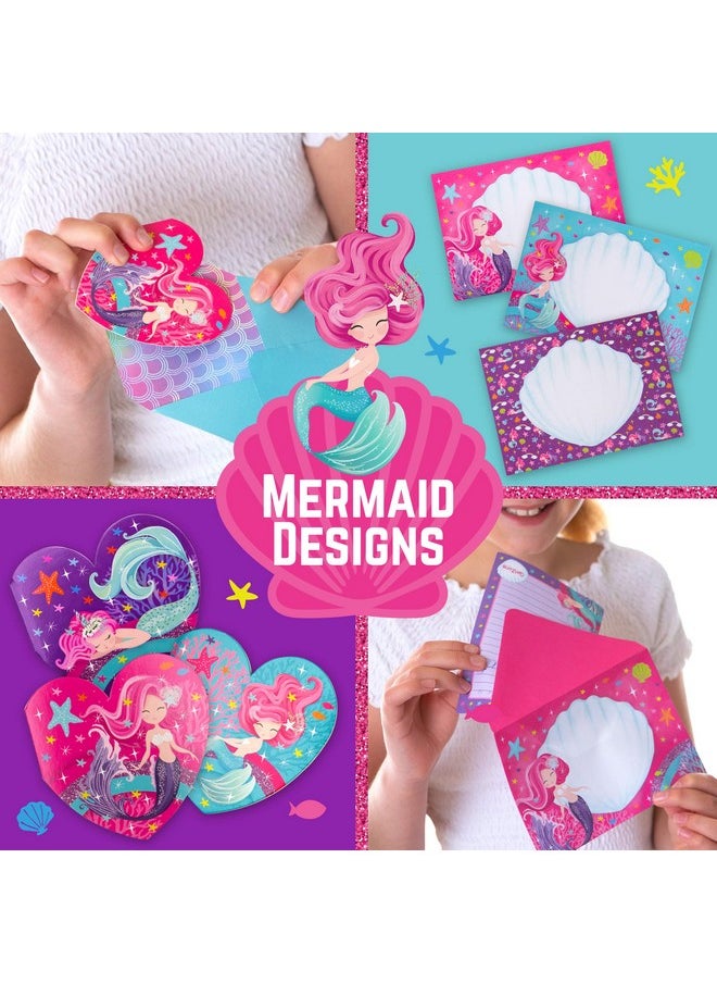 GirlZone - Mermaid Stationary Gift Set For Girls, 45 Piece Letter Writing Kit With Envelopes, Paper, Cards And More, Great Mermaid Gifts For Girls 9-12, Ideal Christmas Gift & Thanksgiving Gift - Image 1