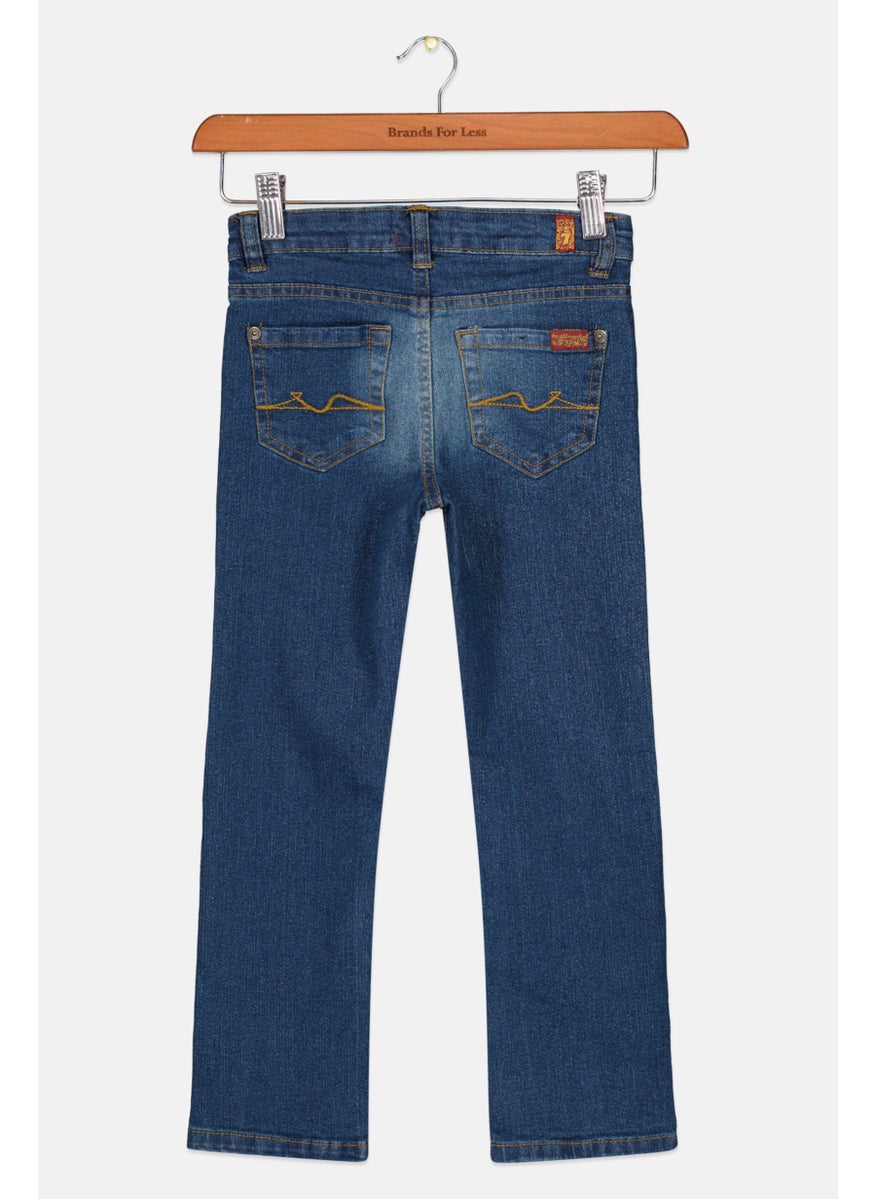 7 FOR ALL MANKIND - Kids Girl Wash Five Pocket Stretchable Jeans, Blue - Image 1