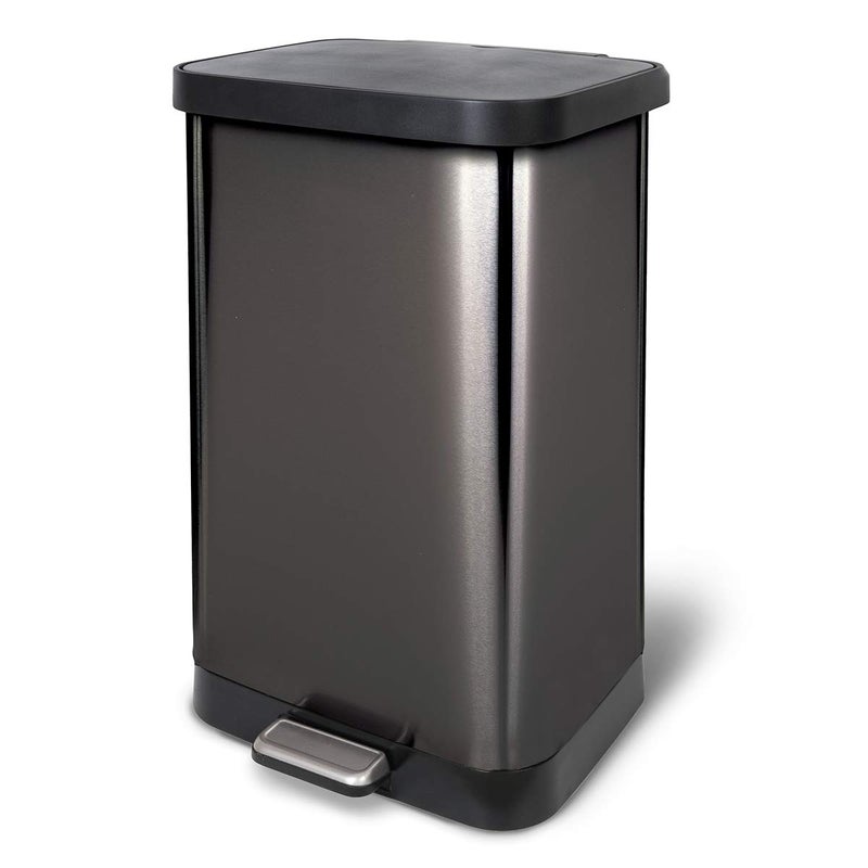 Glad 20 Gallon  755 Liter Extra Capacity Stainless Steel Step Trash Can with CloroxTM Odor Protection Pewter