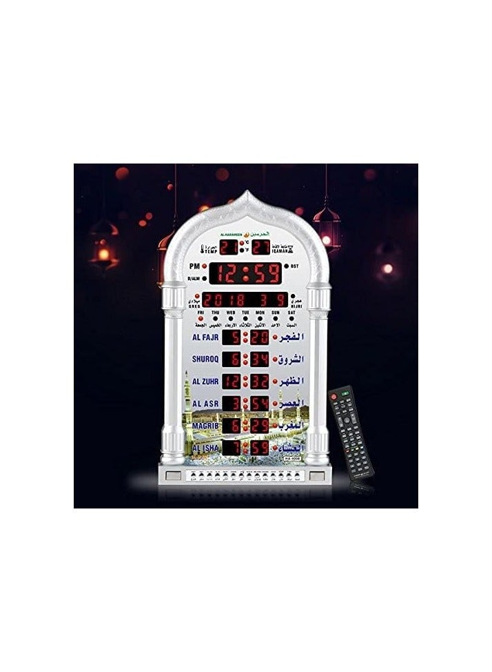 الحرمين ساعة أذان الحرمين ساعة صلاة ساعة حائط قراءة للمنزل و المكتب المسجد ساعة أذان رقمية ساعة مزخرفة بلاستيك ذهبي - Image 3