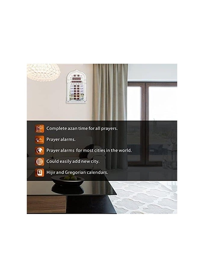 الحرمين ساعة أذان الحرمين ساعة صلاة ساعة حائط قراءة للمنزل و المكتب المسجد ساعة أذان رقمية ساعة مزخرفة بلاستيك ذهبي - Image 5