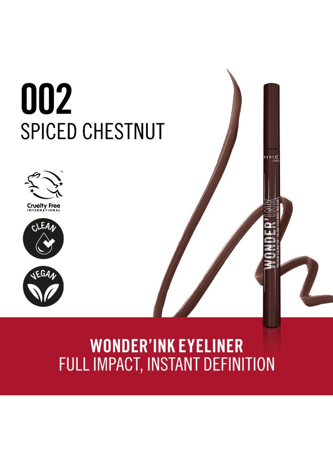 RIMMEL LONDON Wonder'Ink Precision Eyeliner Pen - 002 - Spiced Chestnut, 1ml  - Image 3