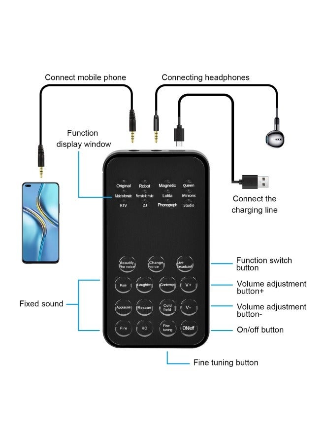 Voice changer, mobile phone, computer, mini sound card, voice changer, one-click Meiyin chicken game, outdoor anchor singing - Image 5