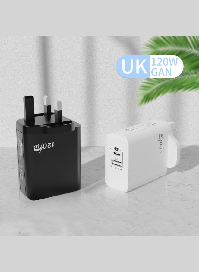 Wall Travel Charger 120 Watts 2 Ports Equipped With Power Delivery and Qualcomm 3.0 technology white - Image 3