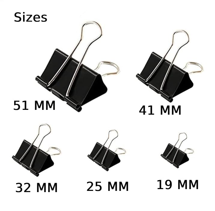 NSSP 51 mm Black Large Paper Clips for Notes Letter, Papers,Binder Clamps in Office, Home, School, Institutions, Paper Holding Capacity Files Organized and Secure(Pack of-48) - Image 4