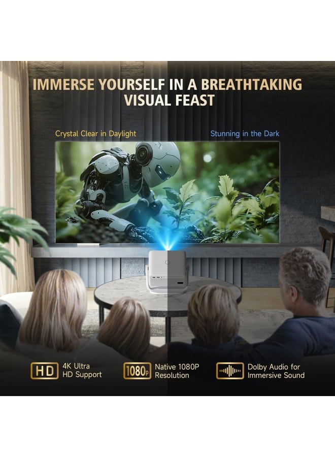 DreamFair 【Compatible with Netflix & Native 1080P】Projector with WiFi and Bluetooth, 250Ansi Portable Projector, Auto Focus&Keystone Correction, 180° Rotatable, Compatible with Smartphone, Laptop, HDMI, USB - Image 2