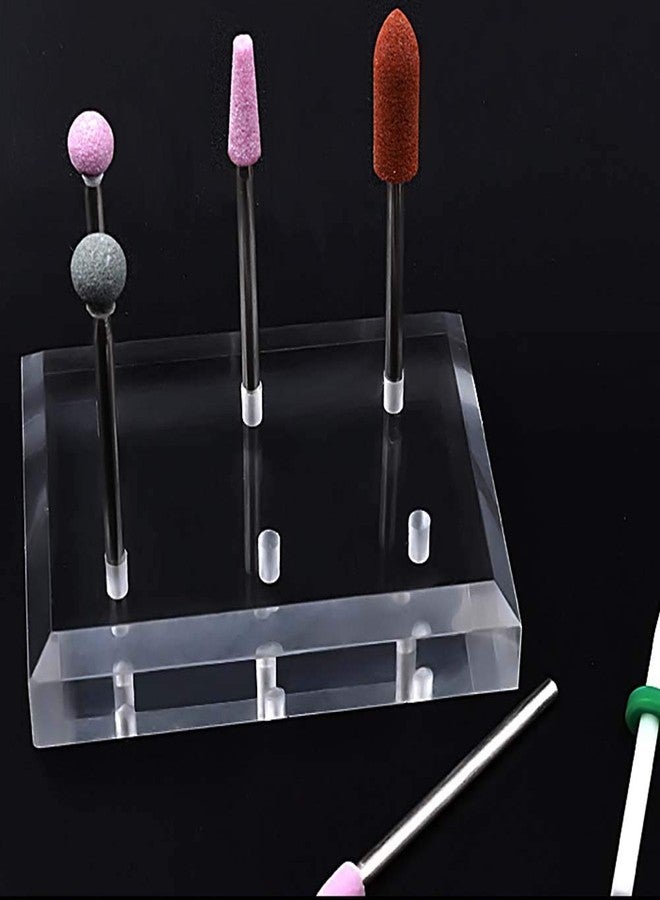 Luzen حامل بتات الأظافر الأكريليكي المستطيل 1 قطعة مع 6 فتحات لتنظيم أدوات المانيكير للاستخدام المنزلي أو في صالونات الأظافر، شفاف - Image 4