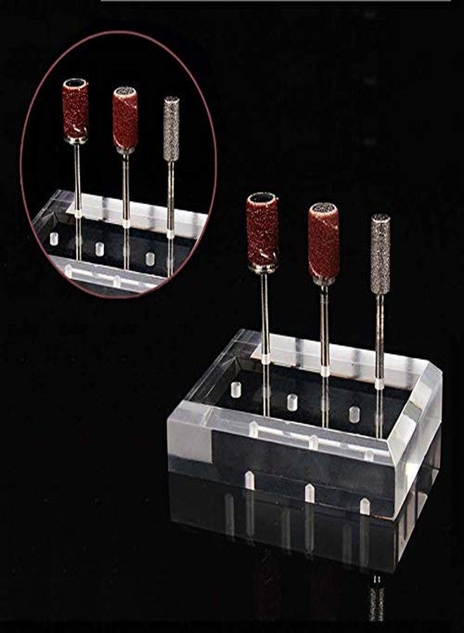 Luzen حامل بتات الأظافر الأكريليكي المستطيل 1 قطعة مع 6 فتحات لتنظيم أدوات المانيكير للاستخدام المنزلي أو في صالونات الأظافر، شفاف - Image 2