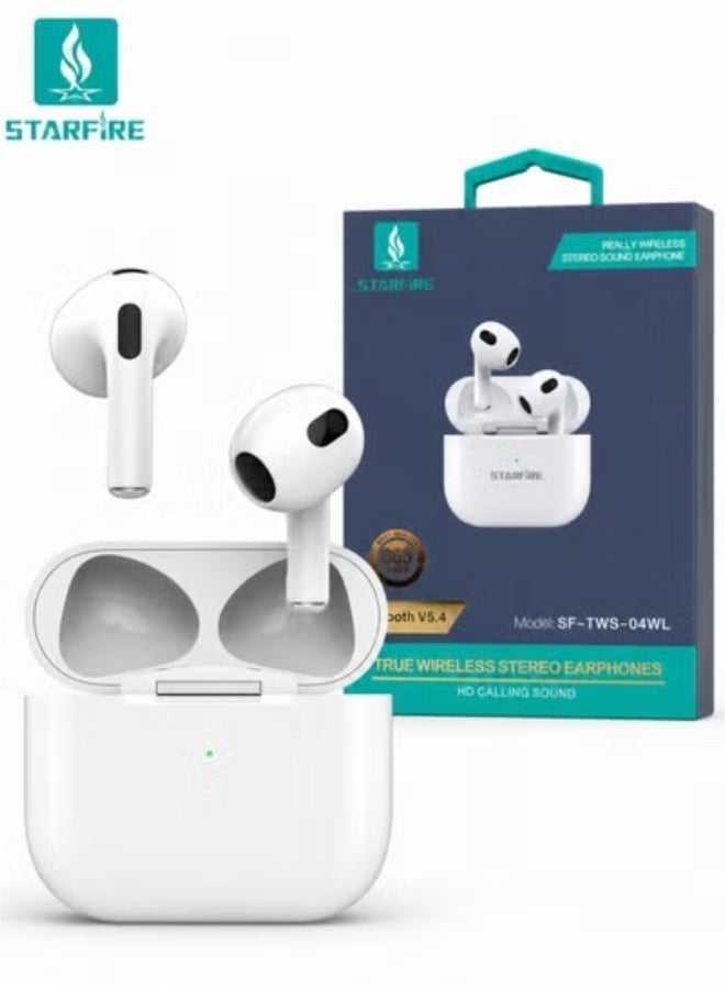 Starfire سماعات أذن بلوتوث مفتوحة، سماعات أذن ستيريو لاسلكية حقيقية، بلوتوث الإصدار 5.4، تحكم باللمس، قناتان، صوت مكالمات عالي الدقة، مقاومة للماء بمعيار IPX4، مدى يصل إلى 10 أمتار، علبة شحن بسعة 300 مللي أمبير، لون أبيض - Image 1