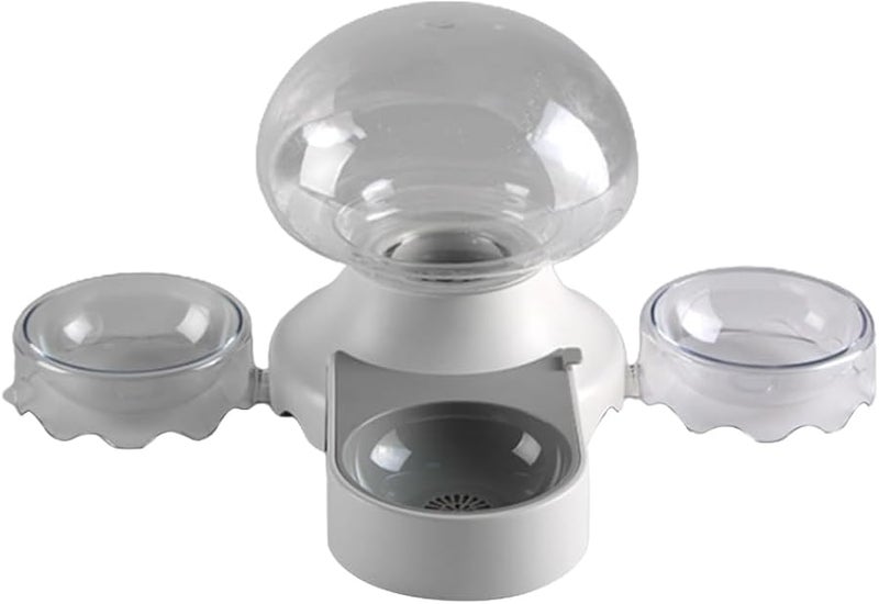 Gray Cat Water Fountain 2100ml Automatic Pet Water Dispenser with Feeding Bowls - Image 1