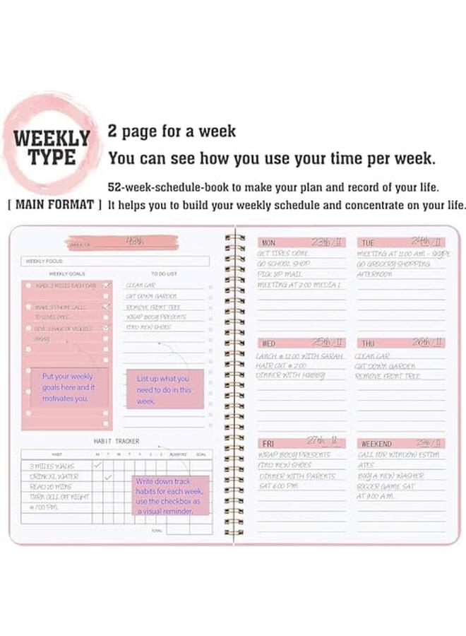 SKY-TOUCH A5 Weekly Planner To Do List Notebook With 52 Undated Sheets Daily Planner With Goal Habit Tracker Organizer For Office Home School Work Study Life Pink - Image 2