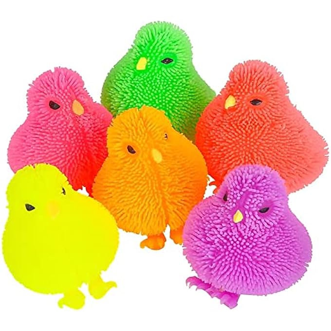 ArtCreativity 3 Inch Chicken Puffer Toys for Kids (Pack of 12) Chick Surprise Toys for Filling Easter Eggs, Easter Party Favors, Egg Hunt Supplies, Stress Relief Toys for Kids, Assorted Neon Colors - Image 1