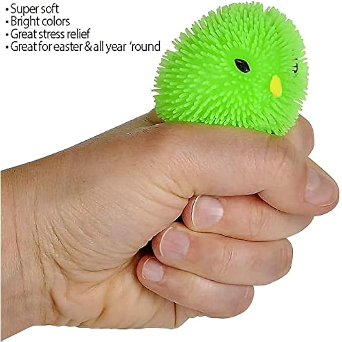 ArtCreativity 3 Inch Chicken Puffer Toys for Kids (Pack of 12) Chick Surprise Toys for Filling Easter Eggs, Easter Party Favors, Egg Hunt Supplies, Stress Relief Toys for Kids, Assorted Neon Colors - Image 4