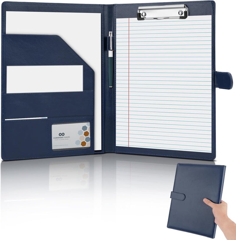 Tazweeq Clipboard Folder Portfolio, Professional Business Folder with A4 Writing Pad Notepad Document Organizer for Interview Resume Office Conference, Blue - Image 1