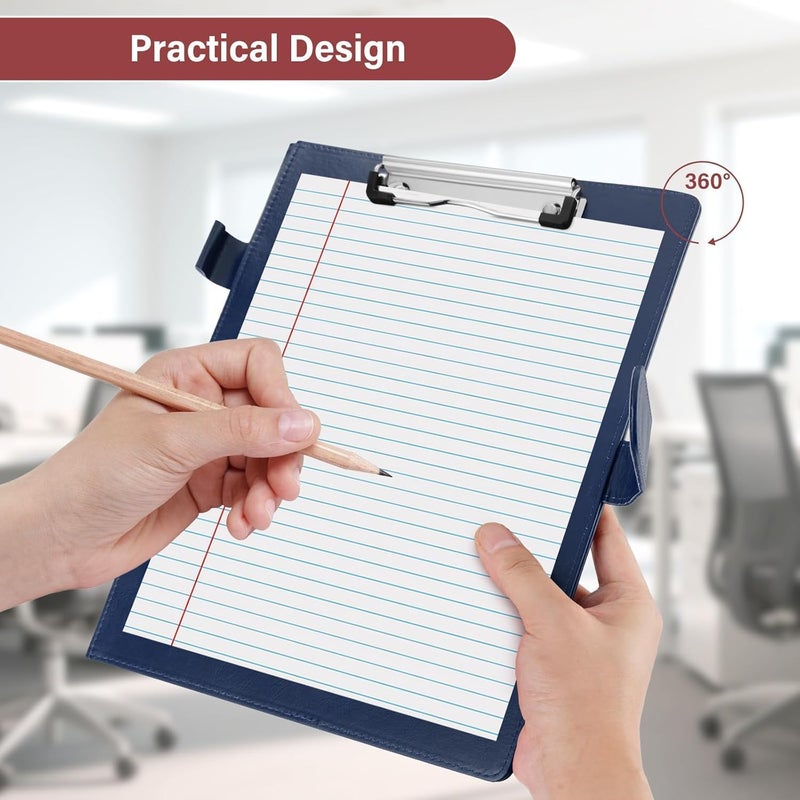 Tazweeq Clipboard Folder Portfolio, Professional Business Folder with A4 Writing Pad Notepad Document Organizer for Interview Resume Office Conference, Blue - Image 5