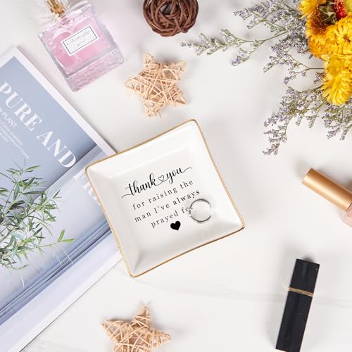 Spegiffu Mother in Law Gifts Jewelry Trinket Dish, Mother of the Groom Gift from Bride - Thank You for Raising the Man I've Always Prayed for - Christmas Mothers Day Birthday Wedding Gifts - Image 2