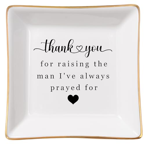 Spegiffu Mother in Law Gifts Jewelry Trinket Dish, Mother of the Groom Gift from Bride - Thank You for Raising the Man I've Always Prayed for - Christmas Mothers Day Birthday Wedding Gifts - Image 1