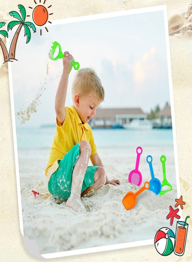 Threan 40 Pcs 5.5 Inch Mini Beach Sand Shovels Colorful Plastic Rake Sand Shovel Sifter Beach Toys for Teens Boys Girls Party Backyard Garden Shoveling Sand and Snow, 4 Styles - Image 4