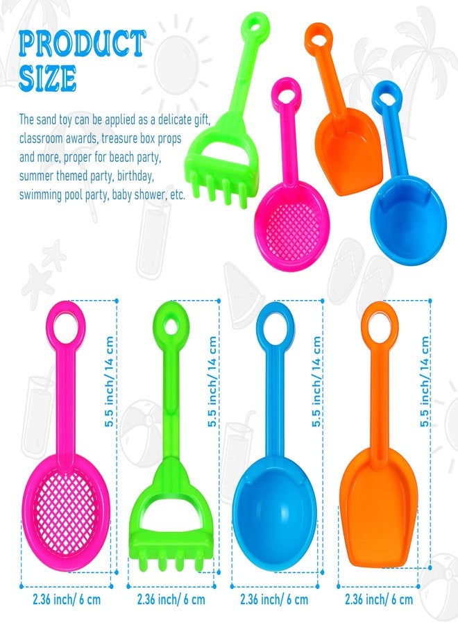 Threan 40 Pcs 5.5 Inch Mini Beach Sand Shovels Colorful Plastic Rake Sand Shovel Sifter Beach Toys for Teens Boys Girls Party Backyard Garden Shoveling Sand and Snow, 4 Styles - Image 3