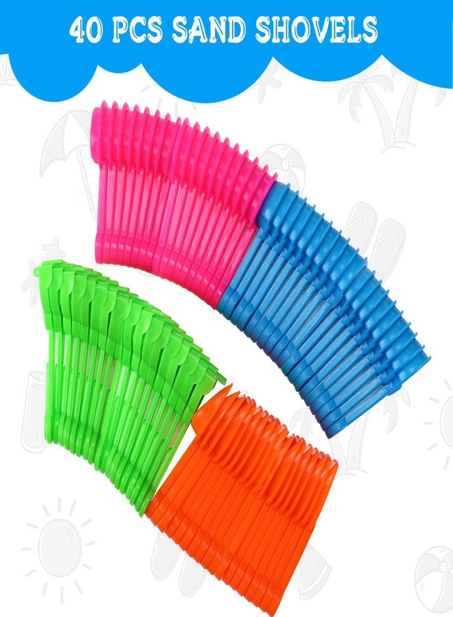 Threan 40 Pcs 5.5 Inch Mini Beach Sand Shovels Colorful Plastic Rake Sand Shovel Sifter Beach Toys for Teens Boys Girls Party Backyard Garden Shoveling Sand and Snow, 4 Styles - Image 2