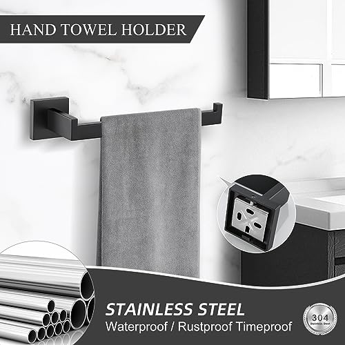TURS 4-Piece Bathroom Hardware Set Black Towel Bar Set Stainless Steel Towel Bar Hand Towel Holder Toilet Paper Holder Towel Hooks Wall Mount - Image 3
