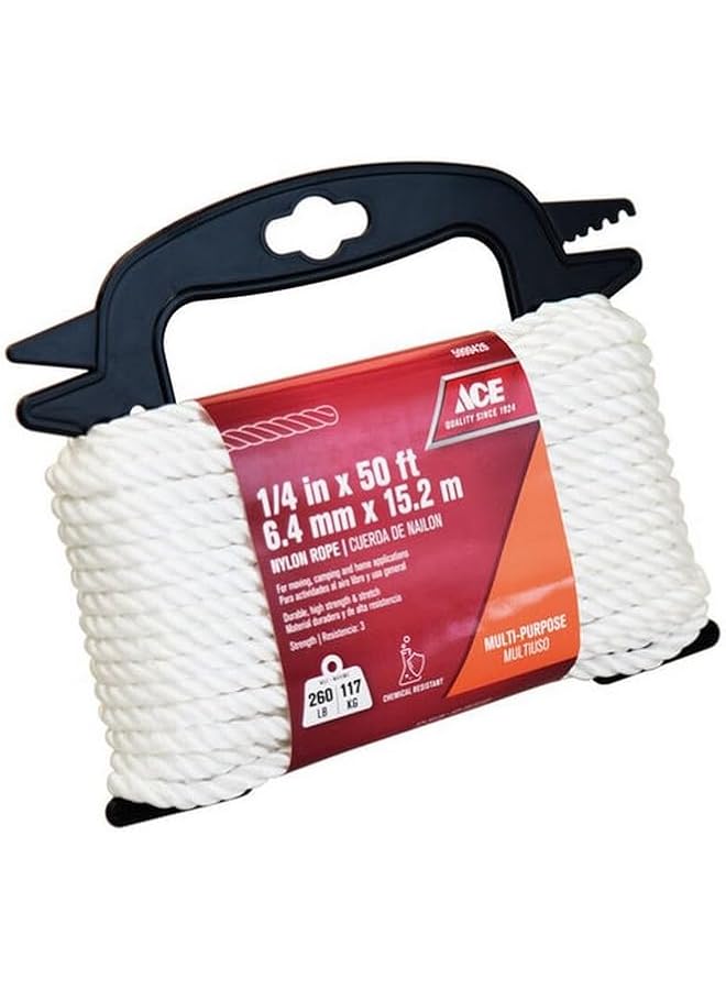 ACE Durable High Strength Multi Purpose Nylon Rope White 6.4Mm X 15.2M 5999426