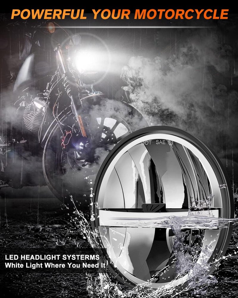 UNI-SHINE 5.75 Inch LED Motorcycle Headlight with DRL - DOT Approved High Low Beam - Image 5