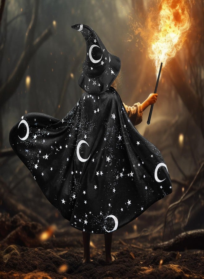 Toulite رداء الساحر من توليت للأطفال من سن 3 إلى 16 عامًا، زي ساحرة يتضمن رداءً وقبعة وعصا متوهجة ولحية، بدلة للأولاد والبنات (مقاس كبير/8-16 سنة، أسود) - Image 4