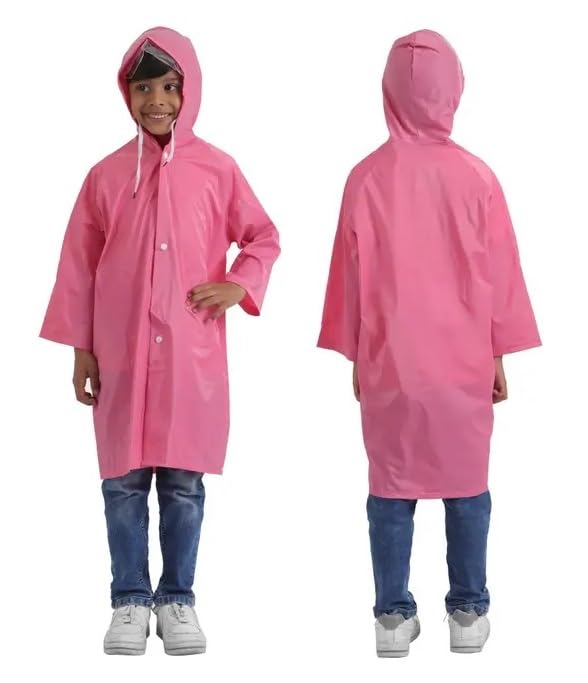 WKLOUYHE Unisex Polyester Standard Length 100% Waterproof Rainwear/Raincoat _Pack Of 01,Pink(5-6 Years) - Image 1